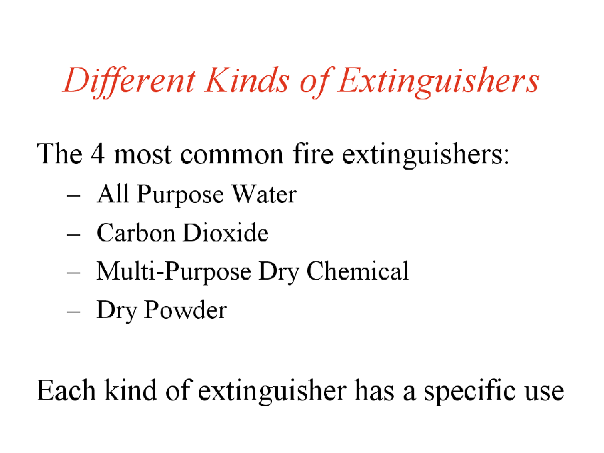 Fire Extinguisher and Fire Safety